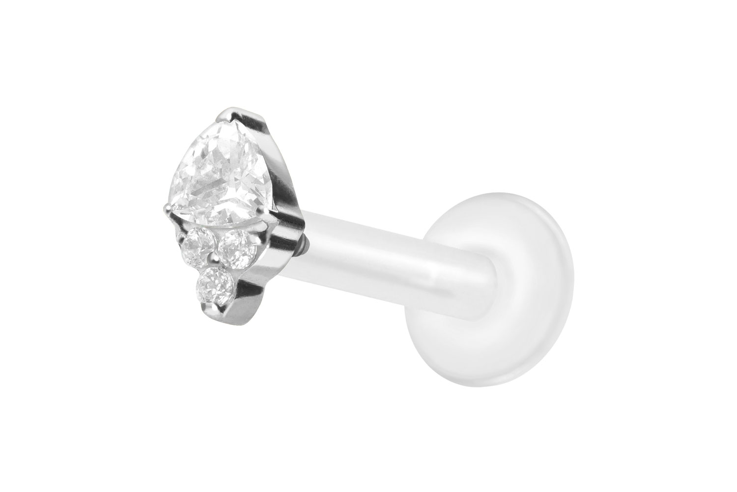 PTFE Labret Piercing mit Innengewinde + Titan-Aufsatz EINGEFASSTE KRISTALLE